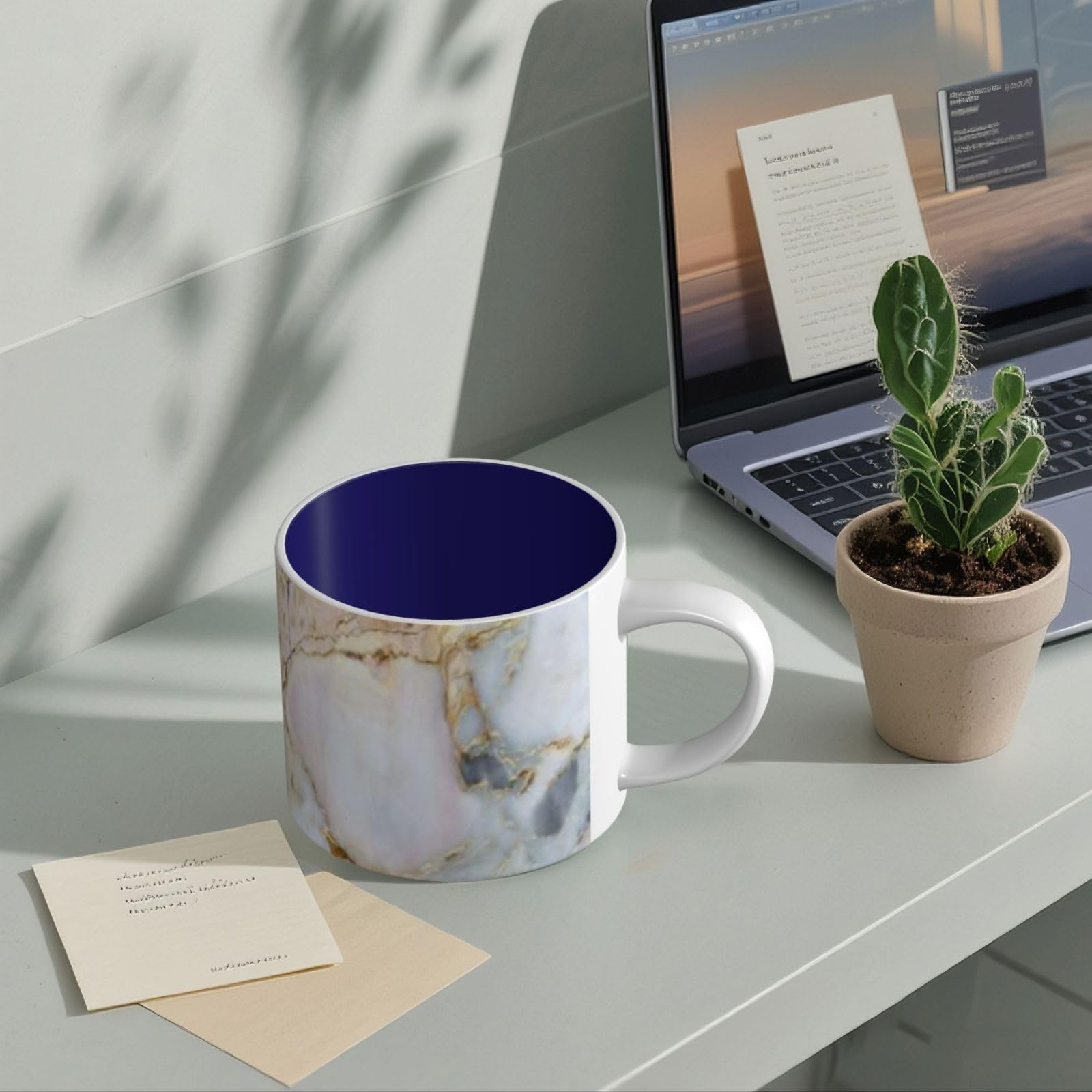 Kubki ceramiczne o dużej pojemności z nadrukiem marmurowym filiżanka do kawy