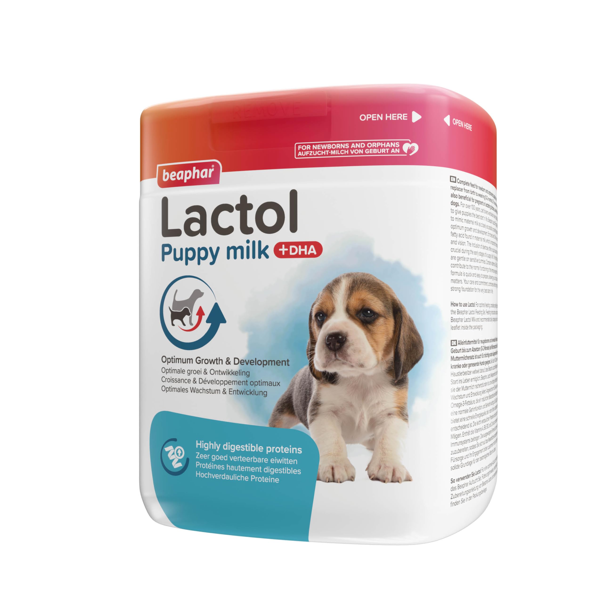 BEAPHAR - Lactol Aufzucht-Milch - Fûr Hundewelpen - Von Geburt An - Muttermilchersatz Mit DHA, Vitaminen Und Mineralien - Unterstützt Gesunde Aufzucht Und Stärkung - 500 g