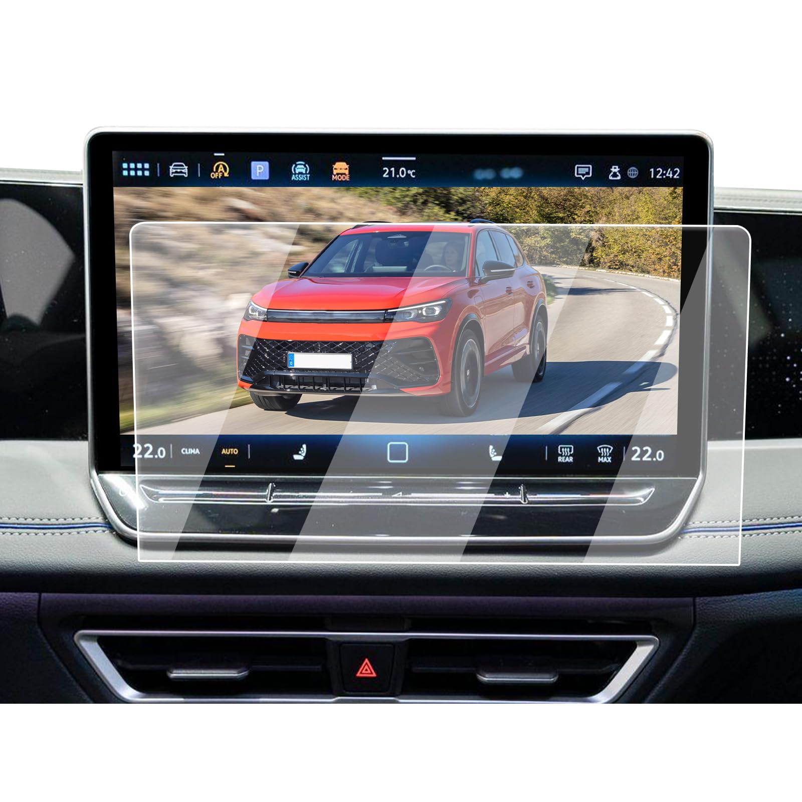 ECOZEN Pellicola protettiva VW Golf 8.5/ID.4 GTX Pro 7/Tiguan 3(Base)/Passat B9(Base) 2024-2026 12,9" Navigation Pellicola Protettiva 9H Pellicola Vetro Temperato Antigraffio Anti-Impronte accessori