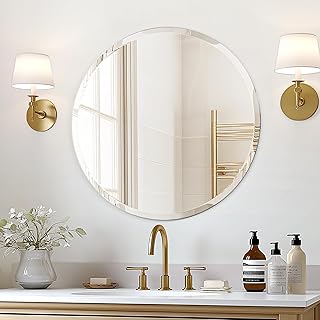 USHOWER Frameless Round Bathroom Mirror 24