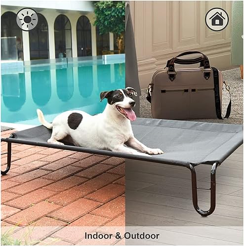 Miniatura 5 de pettycare Cama elevada para perros, elevada para perros grandes, sin tornillos, marco estable y malla reciclable Teslin de apoyo duradera,