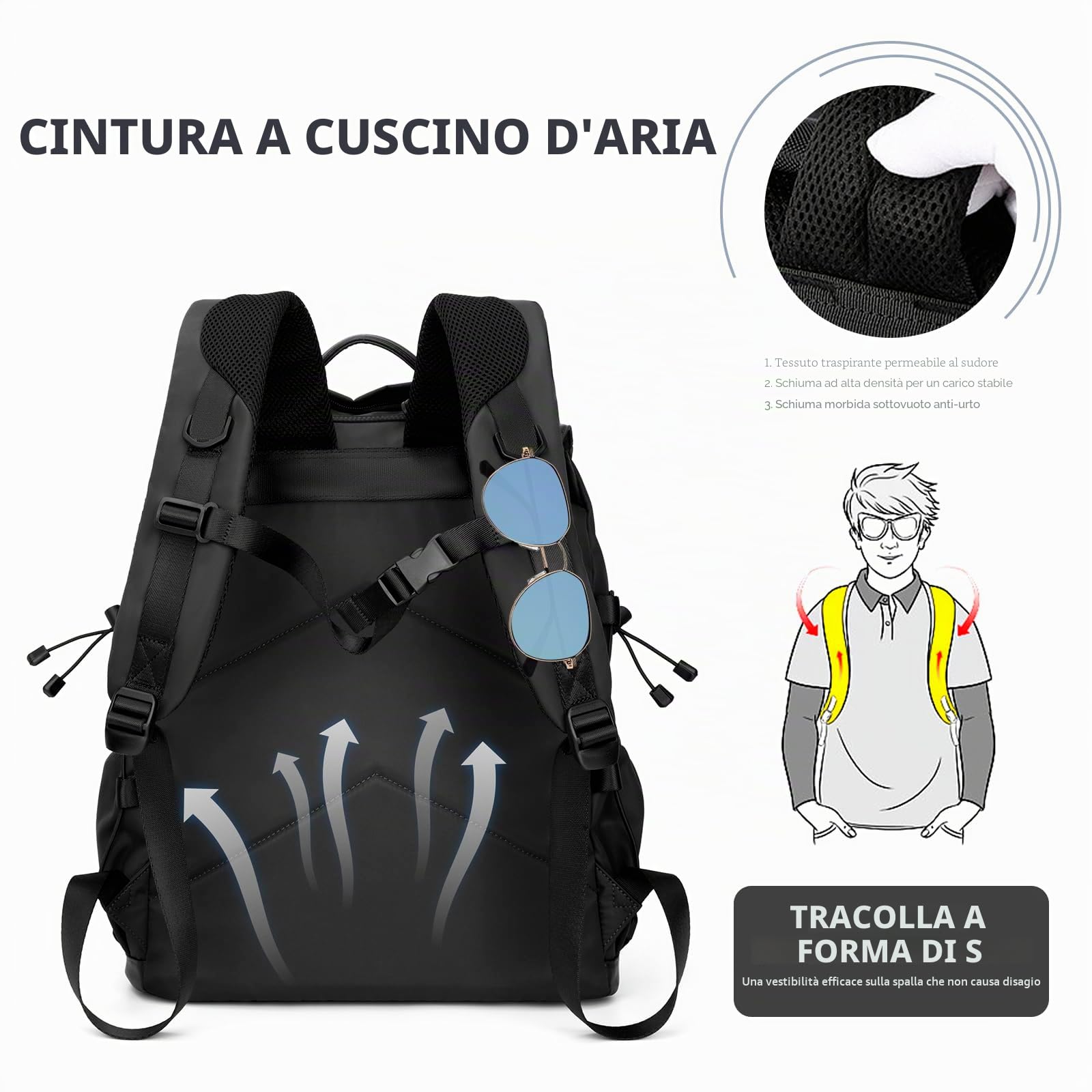 Zaino vintage per computer portatile, zaino da college resistente all'acqua 30L, adatto per laptop 15.6