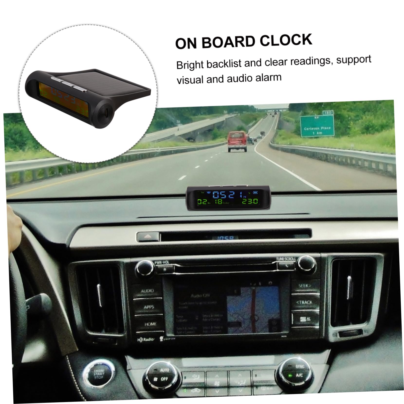 OUNONA Reloj Digital Solar Para Decoración De Salpicadero De Coche Innovador Con 3 Piezas Para Calendario Y Visualización De Temperatura.