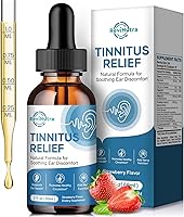 ReviNutra Tinnitus Relief Drops: Herbal Ear Ringing Relief with Ginkgo Biloba, B12, Antioxidants - Strawberry Liquid for Buzzing Ears, 2oz