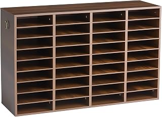 VEVOR Wood Literature Organizer 36 Compartments Office Mailboxes Brown | Countertop Literature Sorter for Files Documents Papers, with Adjustable Shelves, for Office, Home, Classroom Organization