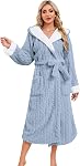 LYCY Robe à capuche en peluche pour femmes, robe à caper douce pour femmes Robe à robe longue chaude pour femmes