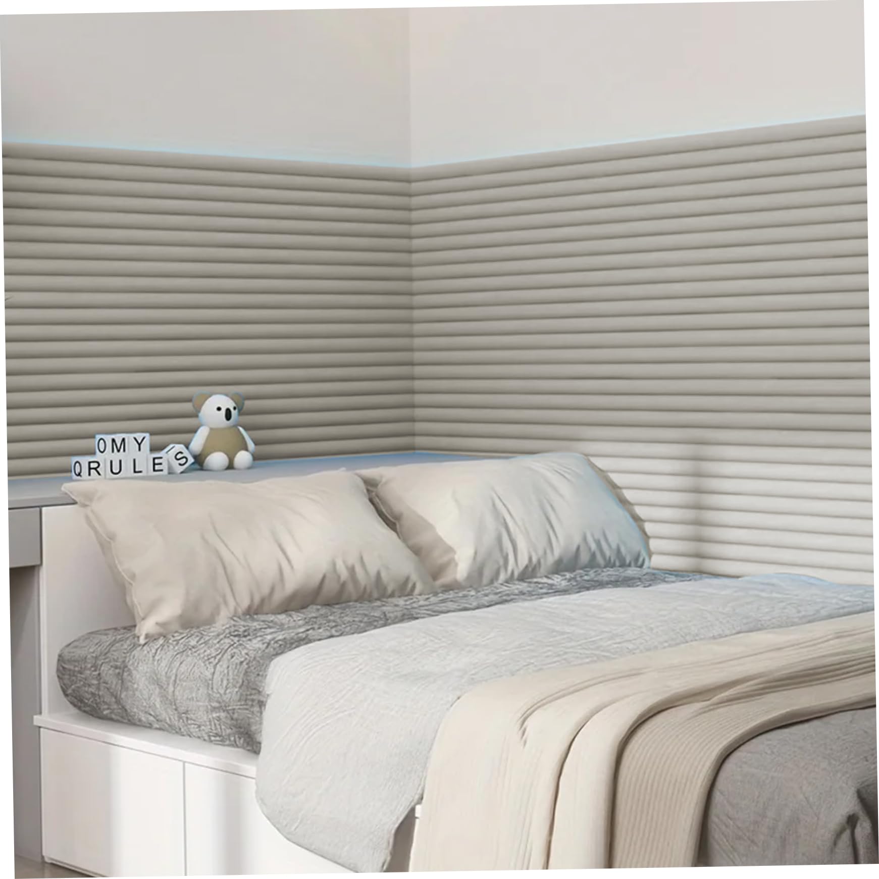 Protecteur d'angle bébé, Panneaux muraux rembourrés Anti-Collision 20x79, Bande de sécurité Auto-adhésive en Mousse Souple pour Chambres à Coucher, têtes de lit, escaliers.