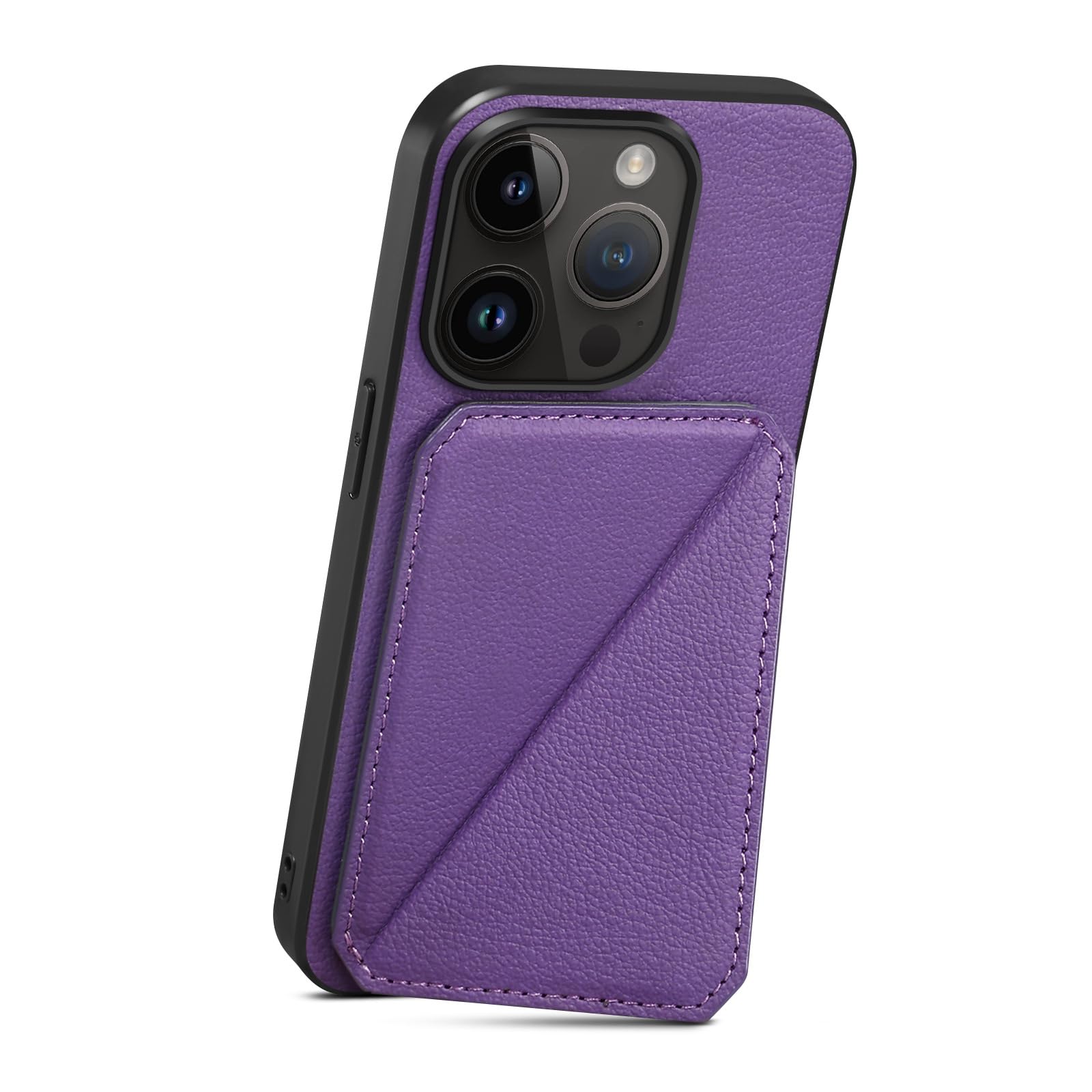 MOHDHAF - Custodia di lusso per iPhone 15 Pro Max/15 Pro/15 Plus/15 - Custodia in vera pelle con scomparti per carte di credito, pieghevole, colore: marrone, 15 Pro Max