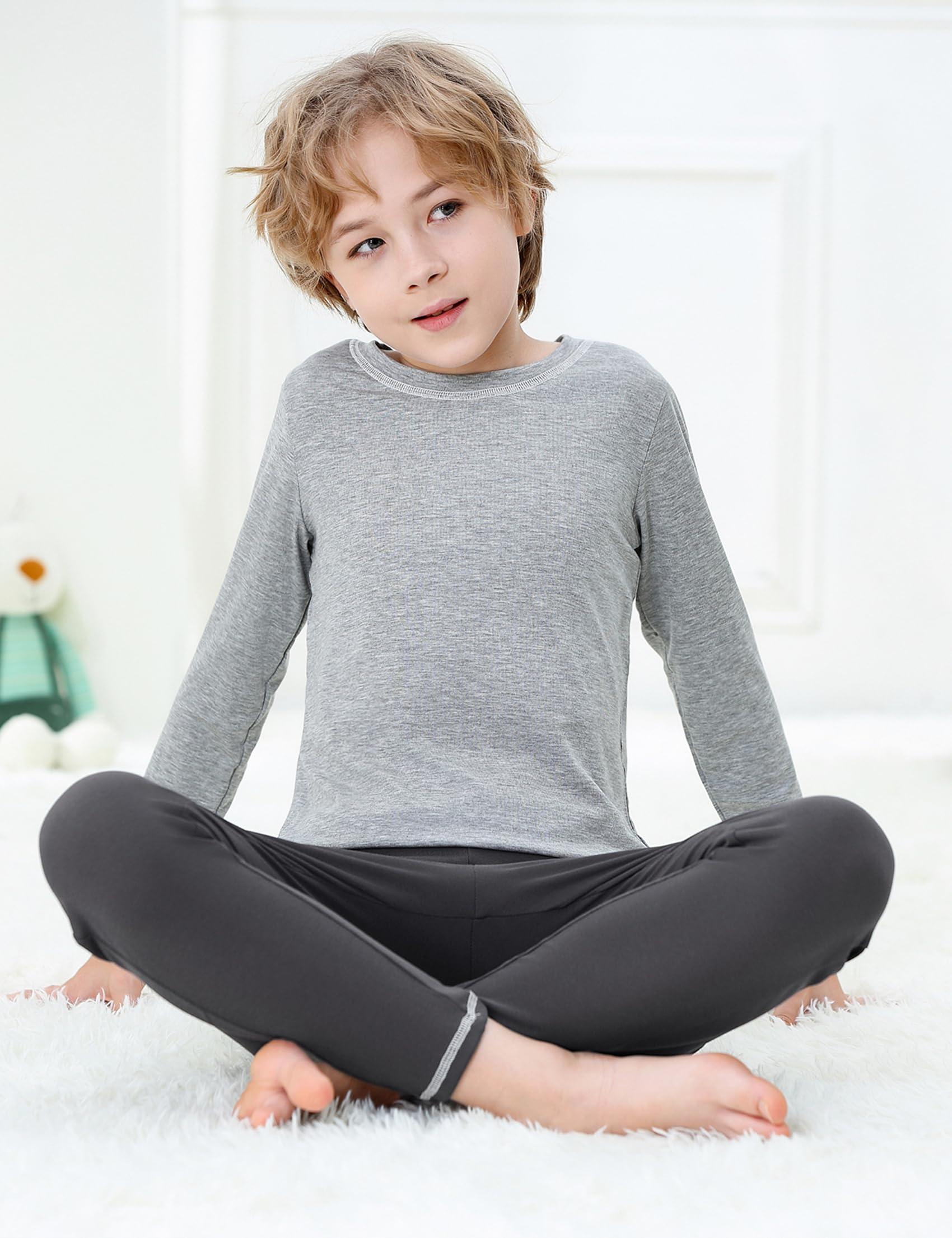 Terecey Pantalon Thermique Enfant en Coton sous-vêtement Thermique pour Garçon et Fille Pantalons de Ski Caleçon Long Legging Thermique