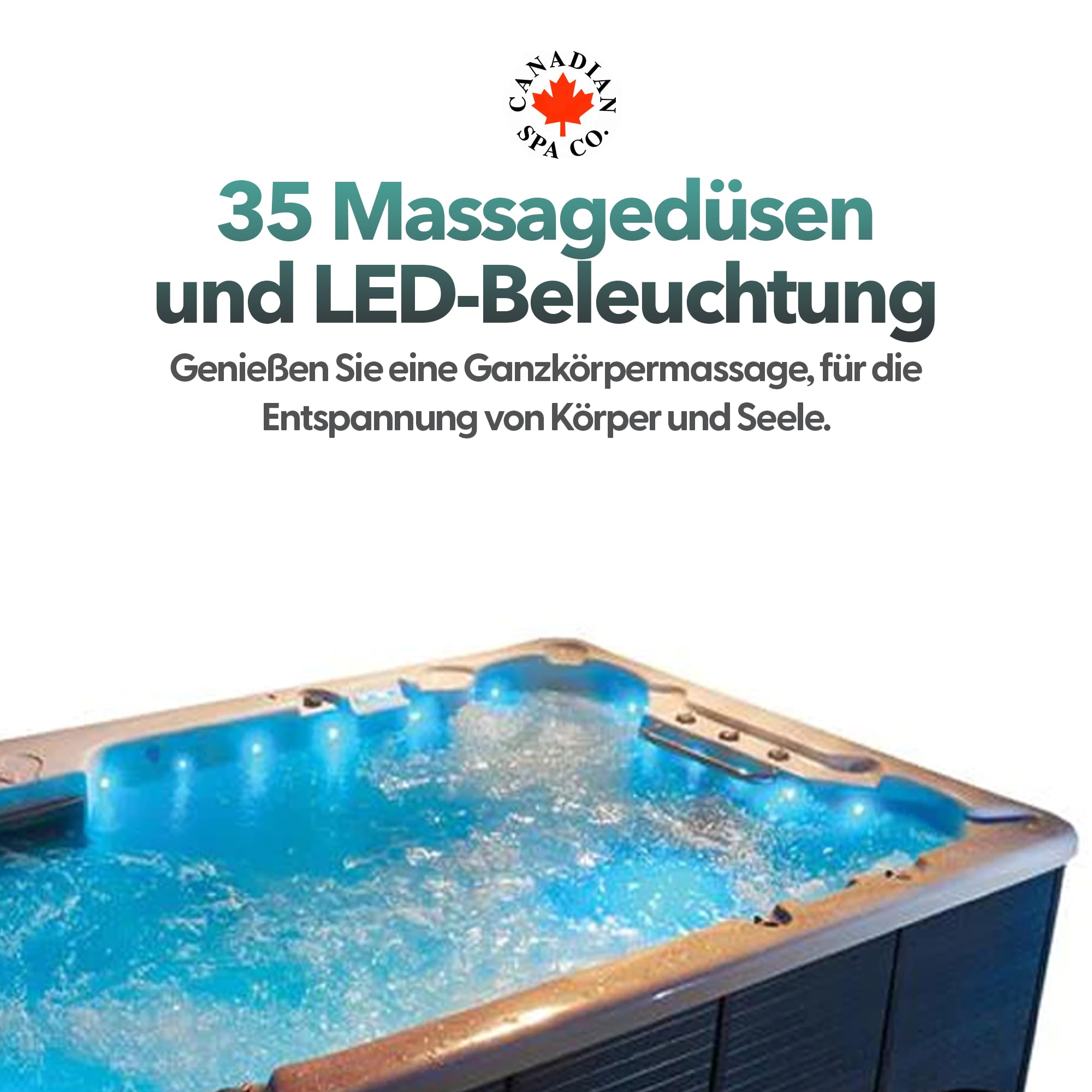 CANADIAN SPA CO. Winnipeg UV Hot Tub Outdoor Winterfest, 6 Personen Hot Tub mit LED Beleuchtung und Isolierabdeckung
