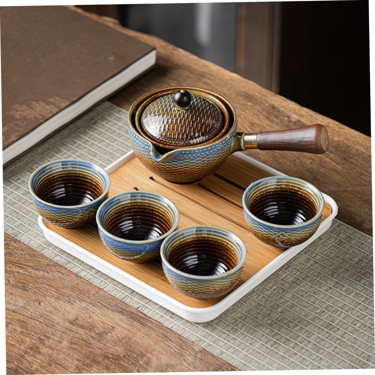 DOITOOL Juego de Té Kit Completo Portátil de Cerámica y Bolsa de Almacenamiento Diseño Elegante Adecuado para Viaje y Oficina para Aficionados al Té