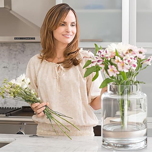 Miniatura 4 de Jarrones transparentes para centros de mesa, jarrón grande de vidrio de 9 pulgadas para ramo, anteojos, decoración del hogar, decoración moderna