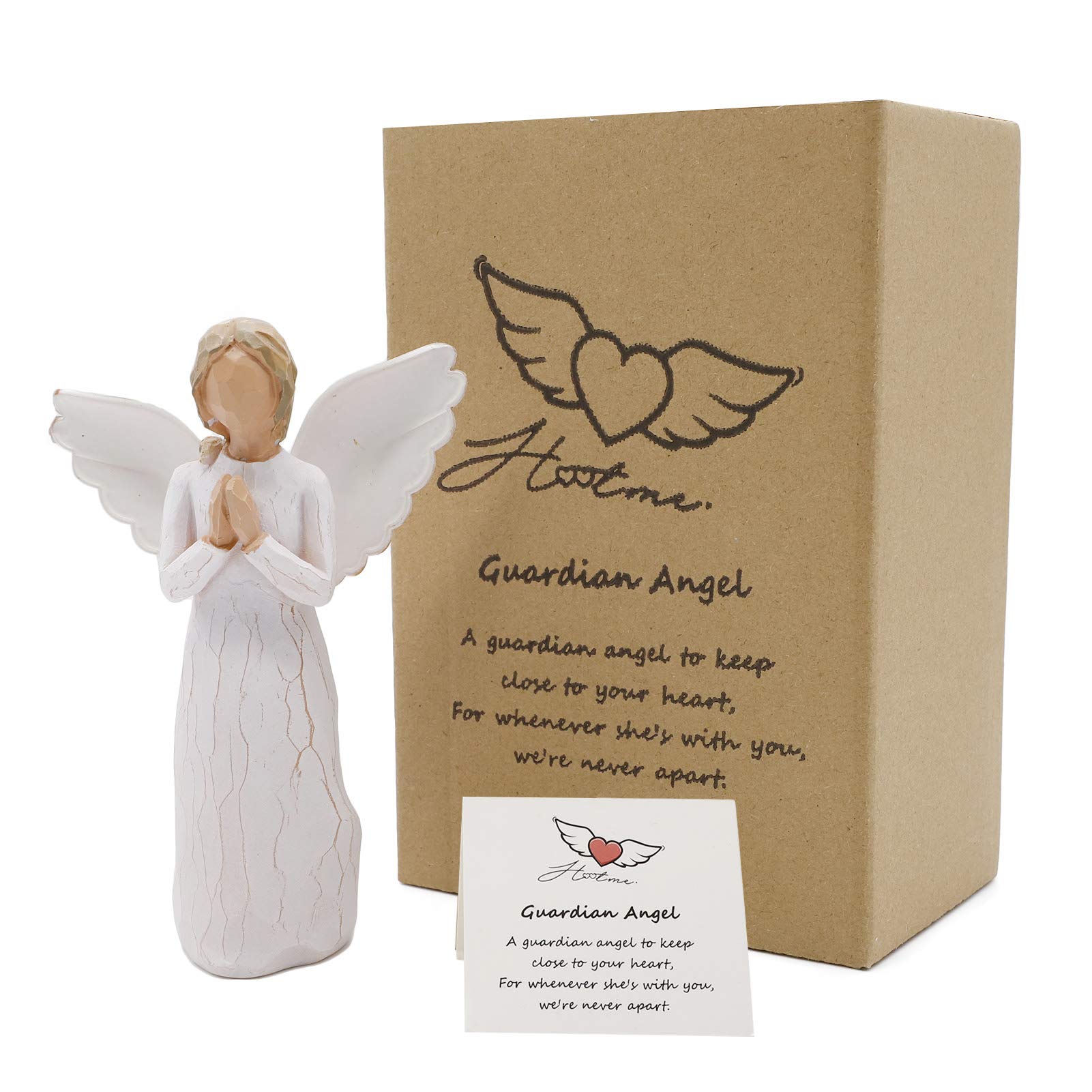Figura coleccionable de ángel de la guarda tallada a mano con caja de regalo, regalo de aliento para mostrar amor, simpatía, gratitud, duelo, amistad u oración