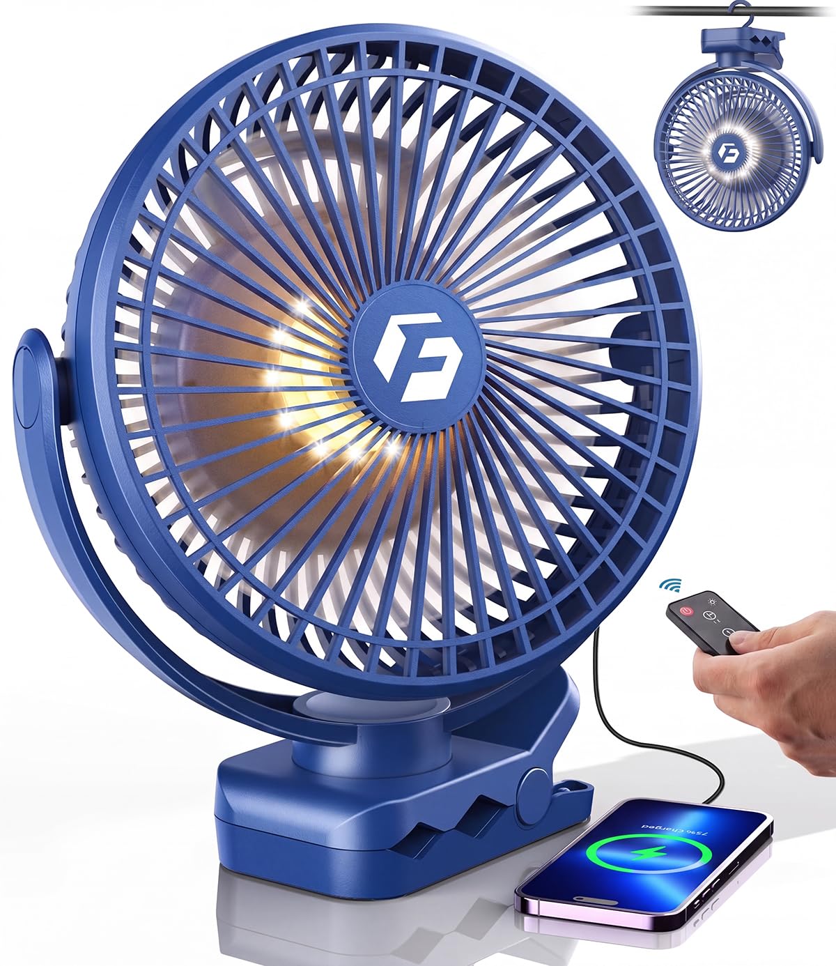 40000mAh Clip on Fan for Golf Cart, Up to 127Hrs Portable Rechargeable Fans