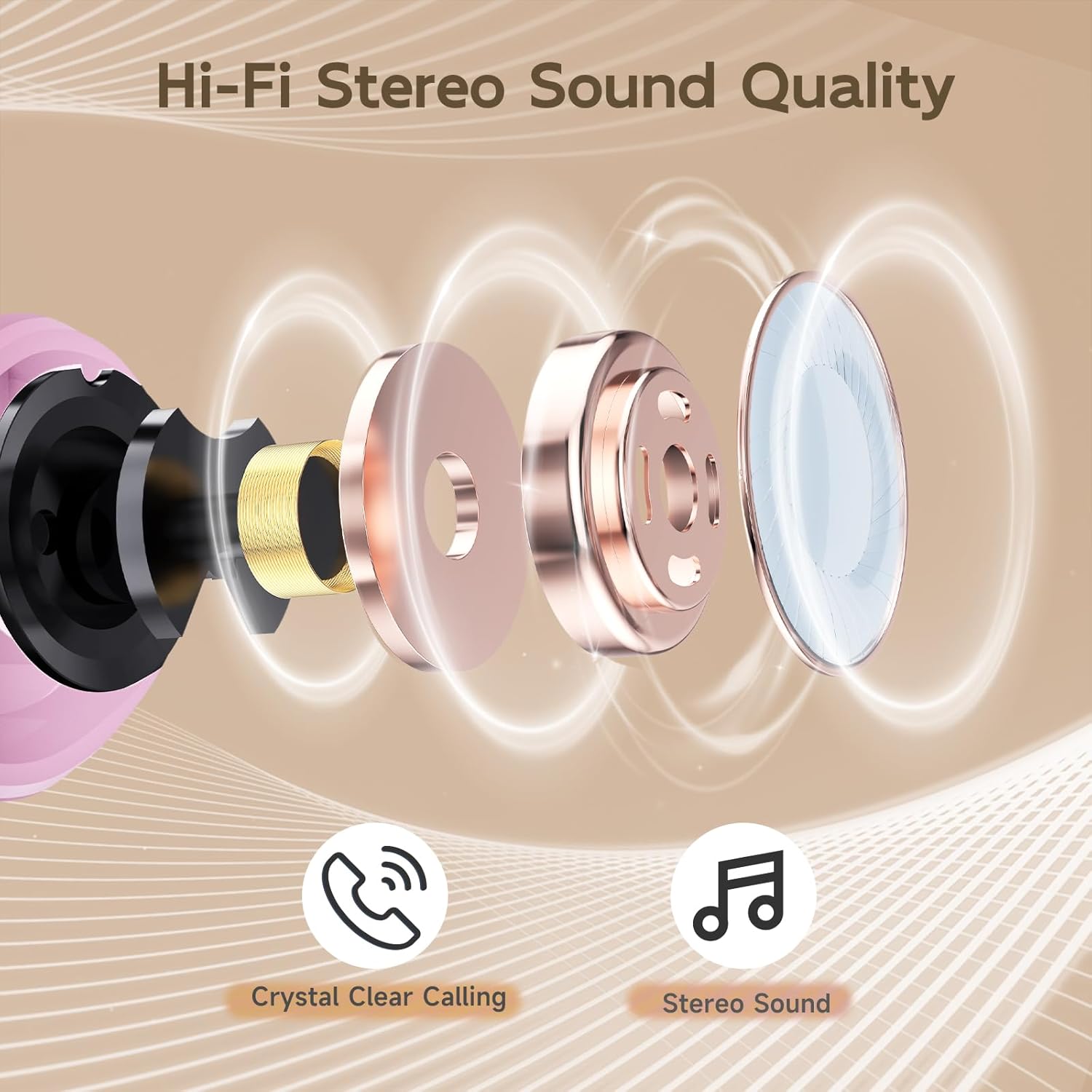 Wireless Ear buds Bluetooth Earbuds Wireless Charging Case Waterproof Headphones Built in Microphone Stereo Bass 64H Playback LED Power Display for iPhone Android Phones Computer Sports Gaming Workout image 3