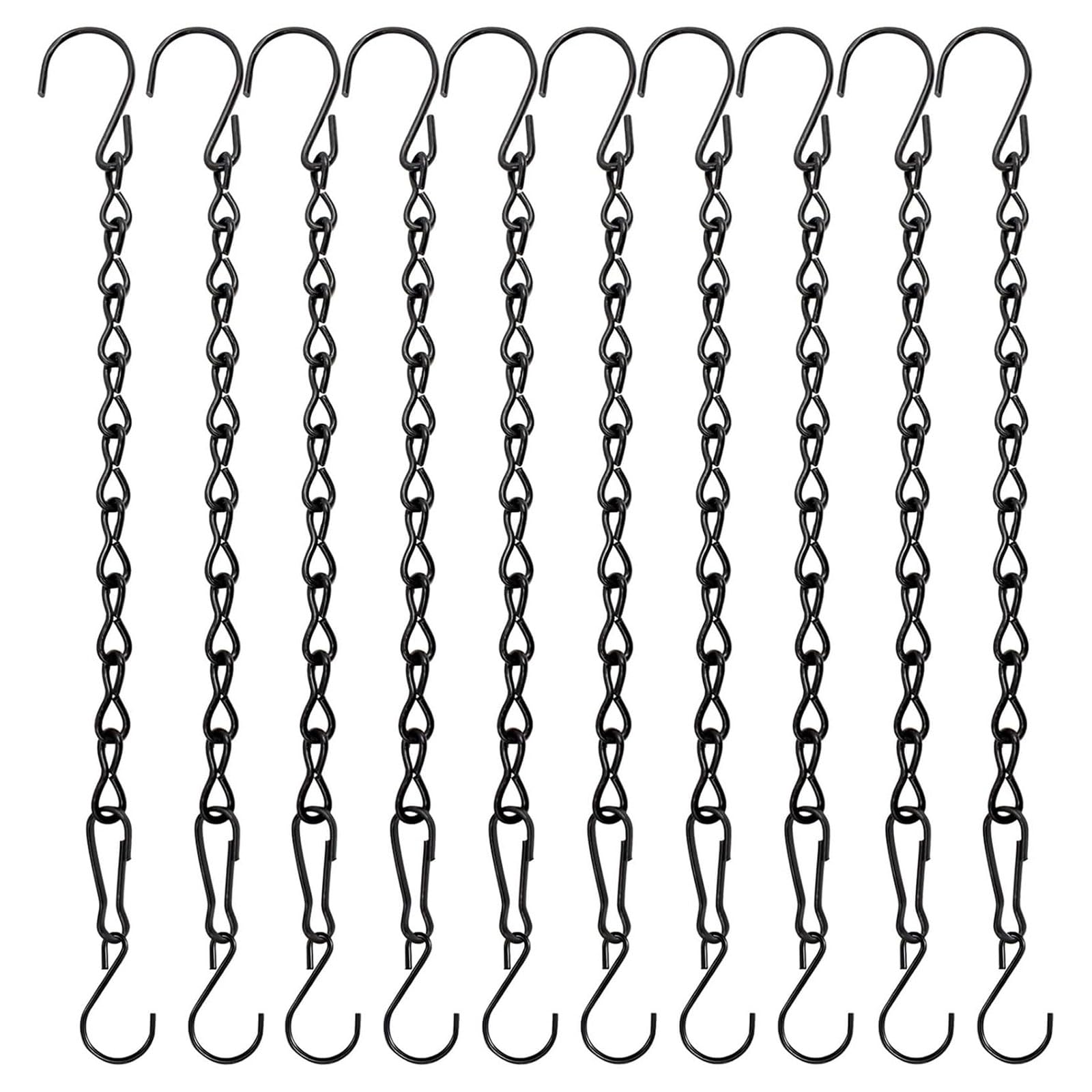 Shurhome 10PCS Weatherproof Iron Hanging Chain for Bird Feeders Flower Pots Metal Includes S Hooks Clips Iron for Birdhouses Windproof Installation