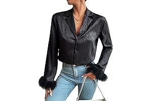 Chic and Cozy Lapel Collar Fuzzy Long Sleeve Solid Button Front Top