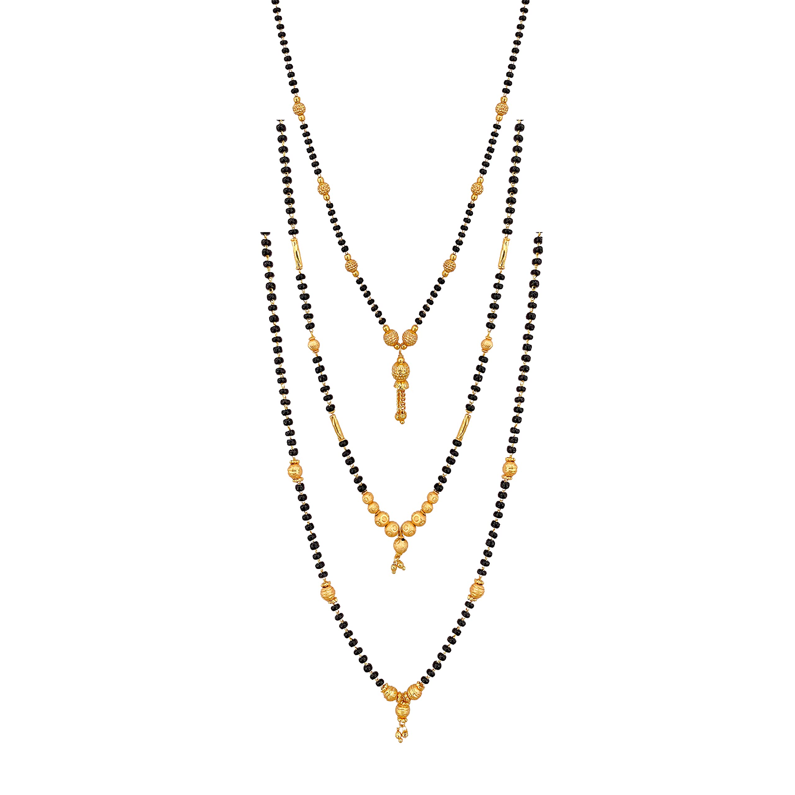 Brado Jewellery Traditional Gold Plated Beautiful Combo of 3 Mangalsutra Necklace Pendant Tanmaniya Black Bead Chain For Woman and Girls (B098147M3V) Amazon Price History, Amazon Price Tracker