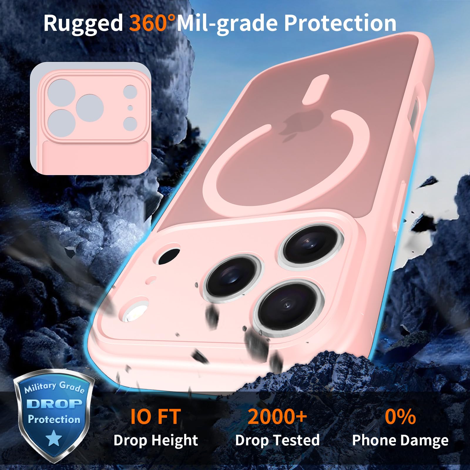 CasyKasy Capa para iPhone-17-Pro-Max rosa para Magsafe [proteção