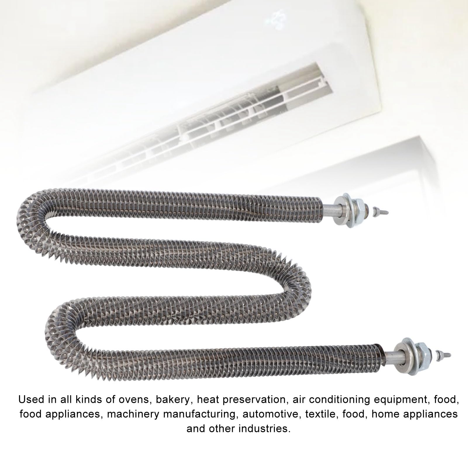 PerGar Tubo de Calor con Aletas Tipo W de 220 V, Kit de Conexión para Aparatos de Gas, Elemento Eléctrico Calefacción con Aletas Tubo W Calefacción de Tubería de Acero Inoxidable de