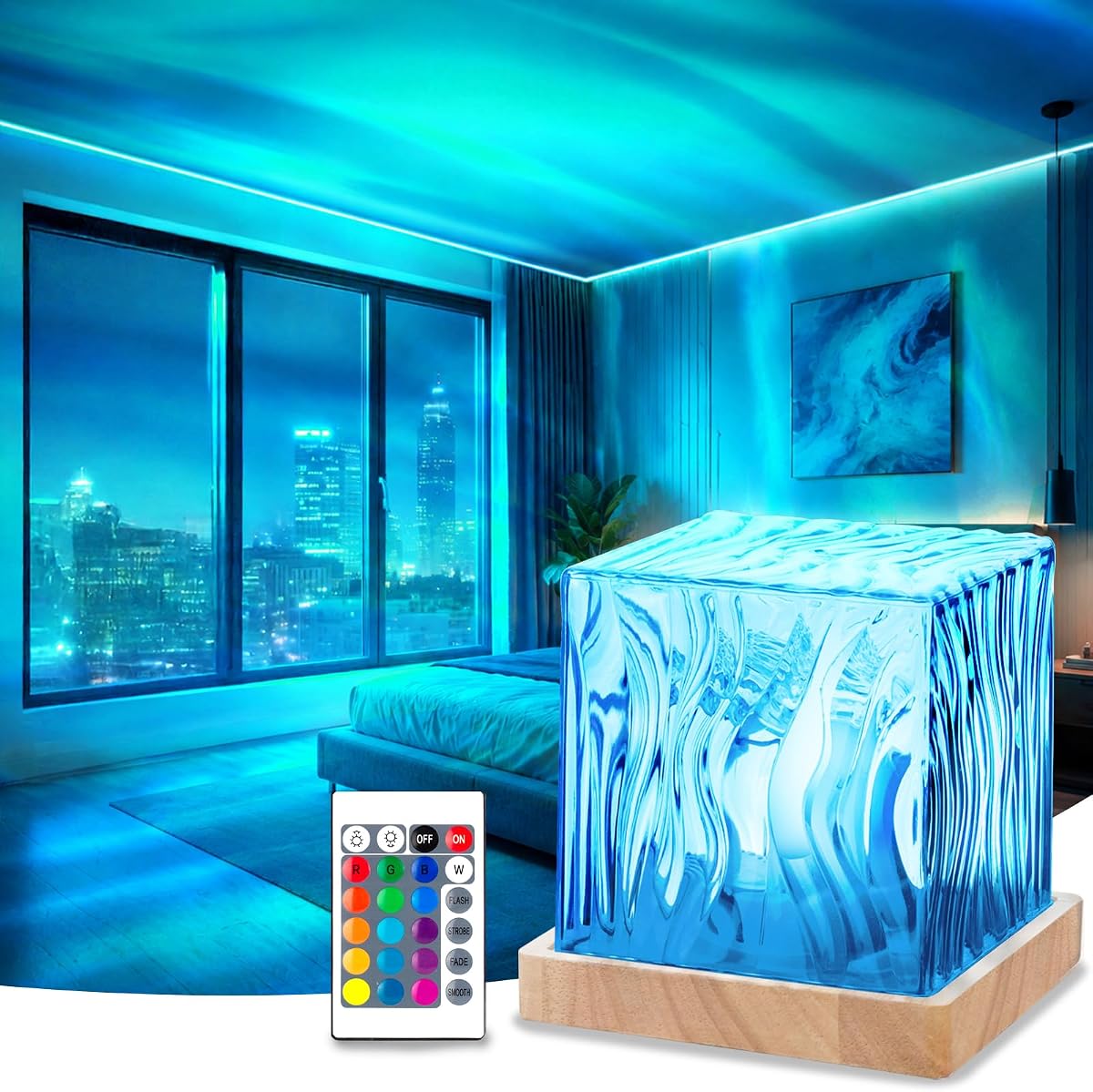 Northern Lights Projector Rechargeable,4.5" Aurora Light Projector Ocean Lamp Mood Ambient Lighting with 16 Colors and Aurora Drift Effects for Room Decor Teen Girl Gifts Classroom - Cordless