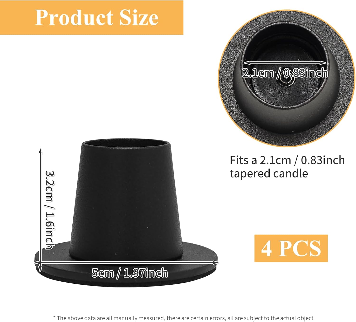GUTE Black Taper Candle Holders 4 Pcs Brushed Iron Candlestick Decor image 3