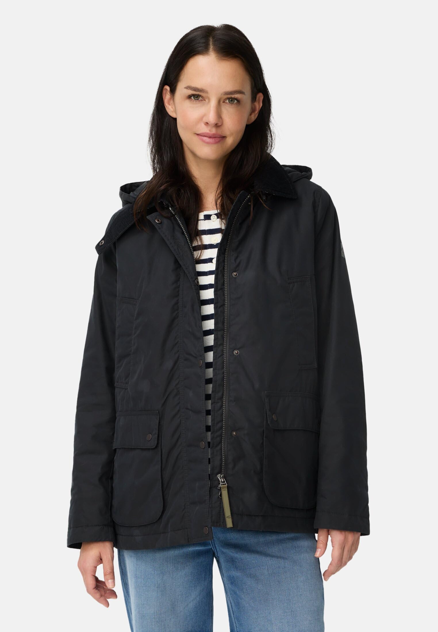 camel active Damen Outdoor Jacke mit Abnehmbarer Kapuze und Kordkragen