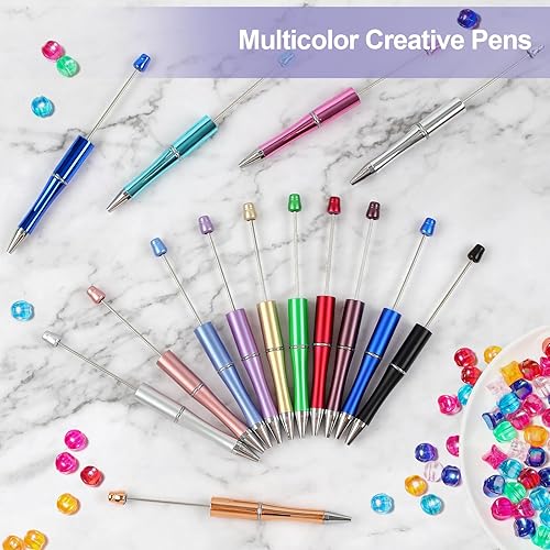 Miniatura 5 de Joyberg 15 bolígrafos con cuentas, bolígrafos de plástico de colores a granel, bolígrafos de cuentas de tinta negra, bolígrafos creativos de