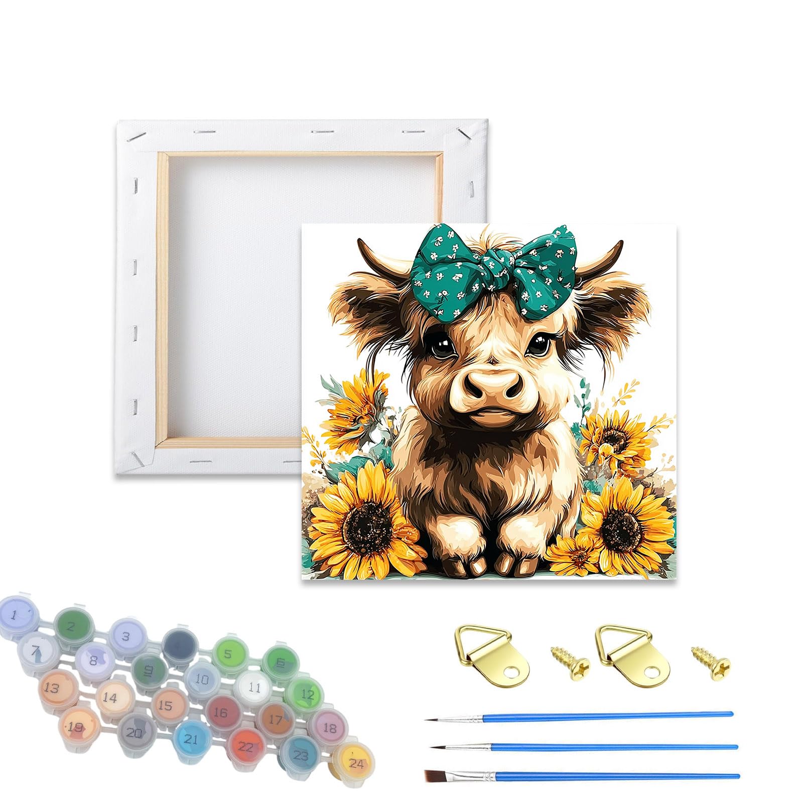 WUJIEJ Paint by Numbers Kit for Adults,Calf DIY Painting Kits on Canvas, Color by Numbers,Large Framed Adult Paint by Number for Gifts,Home Wall Decor (Calf, Framed)
