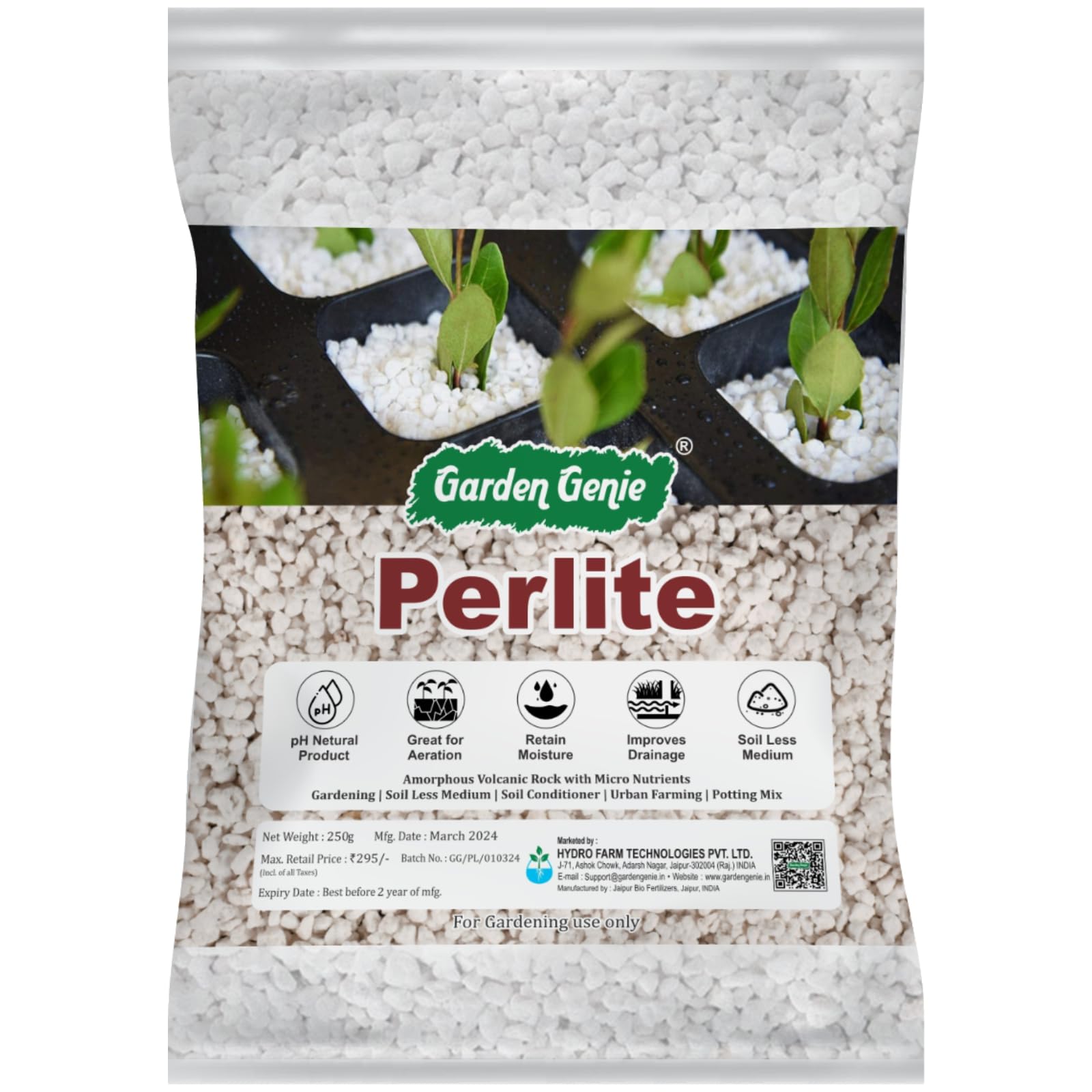 Garden Genie Perlite for Plants, Hydroponics, Horticulture & Potting Mix 250g | Essential Soil Conditioner for Gardening (B0C7MYPD7P) Amazon Price History, Amazon Price Tracker