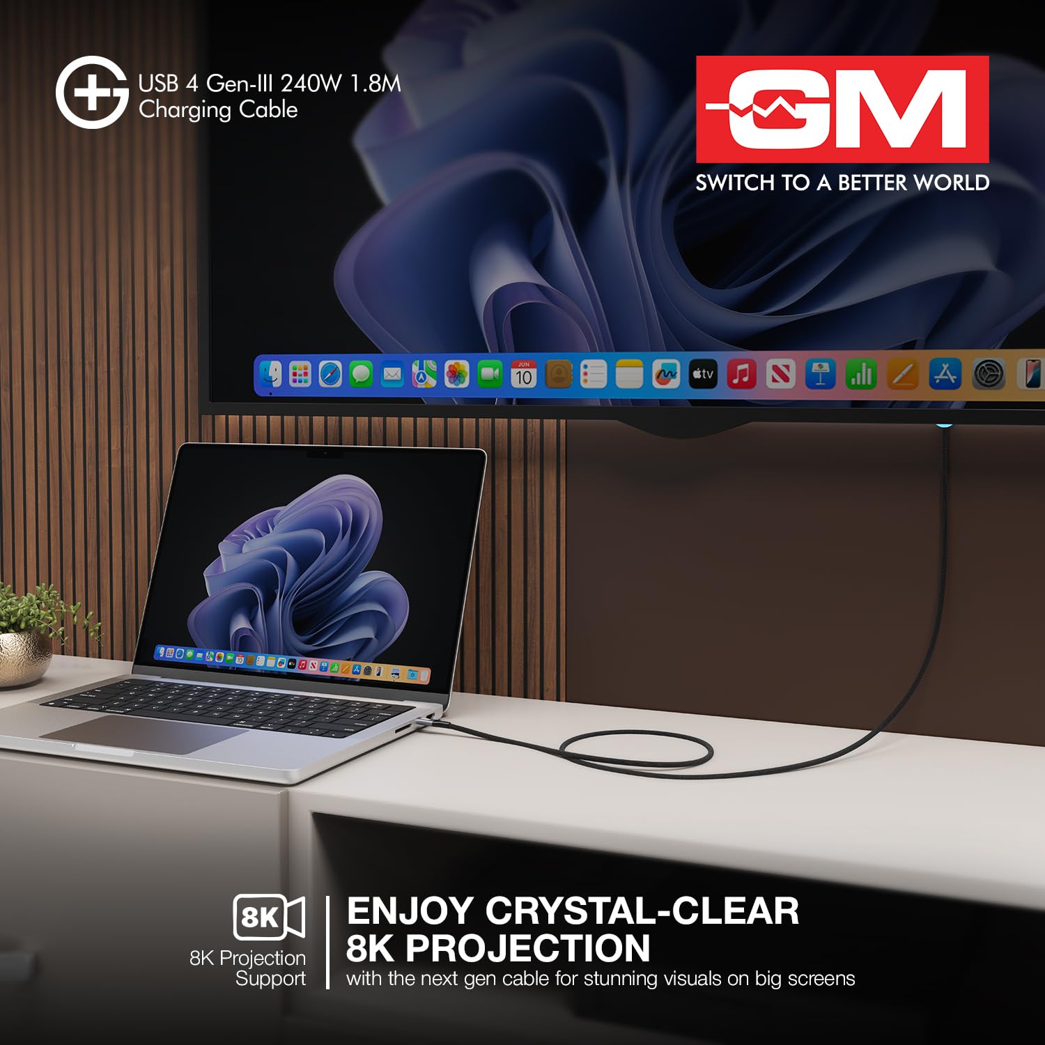 GM G+ USB-C Cable: 40Gbps, 240W PD, 8K -9 GM G+ USB-C Cable: 40Gbps, 240W PD, 8K -9