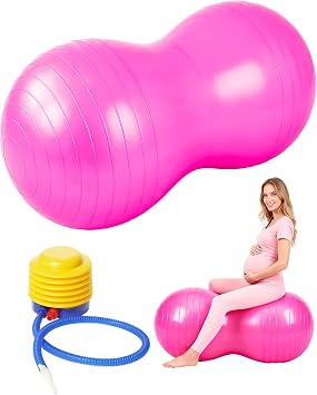 Premium Peanut Ball - 100x50cm Anti-Burst Exercise Ball for Physical Therapy, Pregnancy Labor & Home Fitness Sensory| Non-Slip Design | Quick-Inflate Pump Included