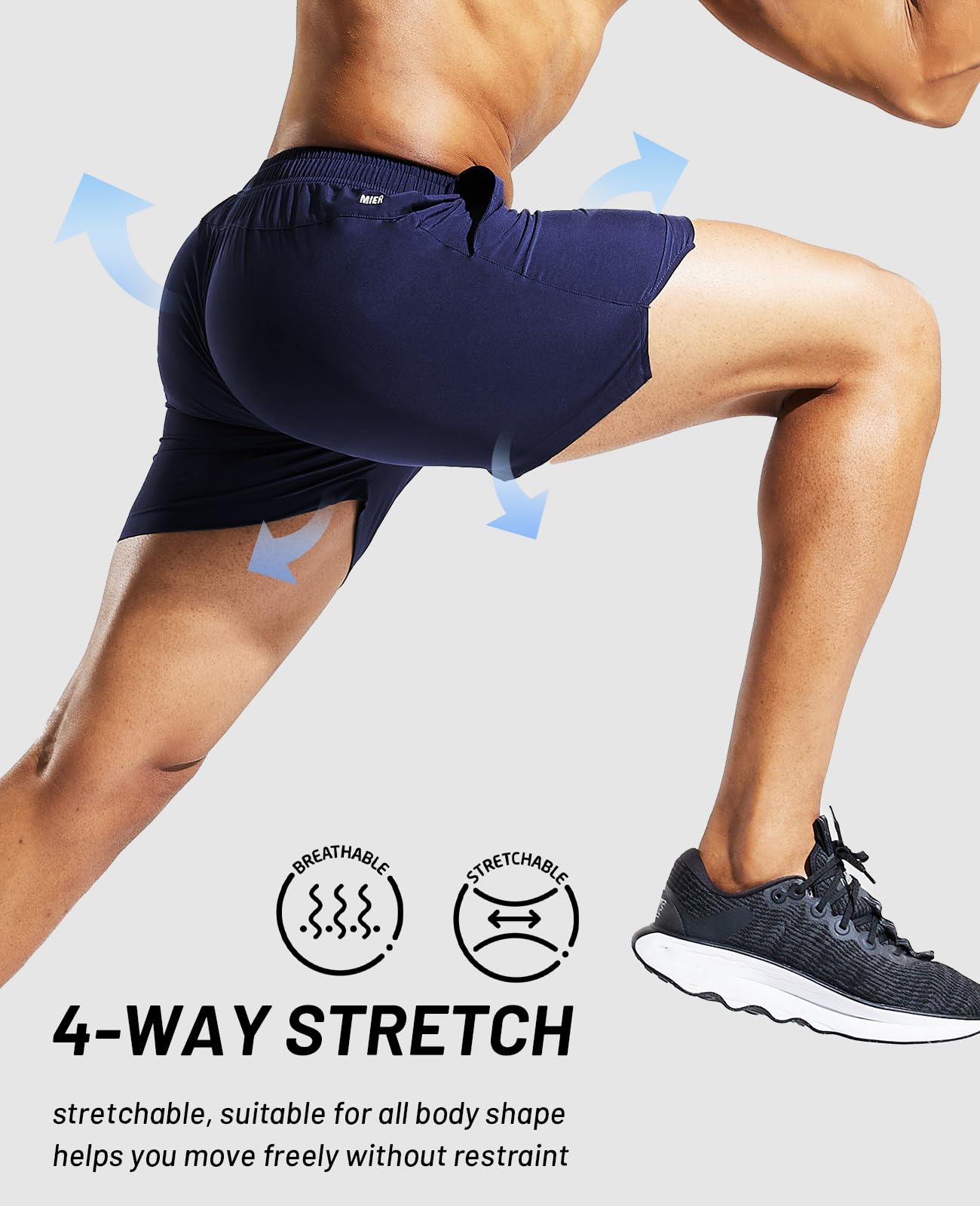 MIER Confezione da 3 pantaloncini sportivi da uomo, da corsa, 12,7 cm, ad asciugatura rapida, leggeri, per palestra, allenamento, allenamento, sport, con tasche