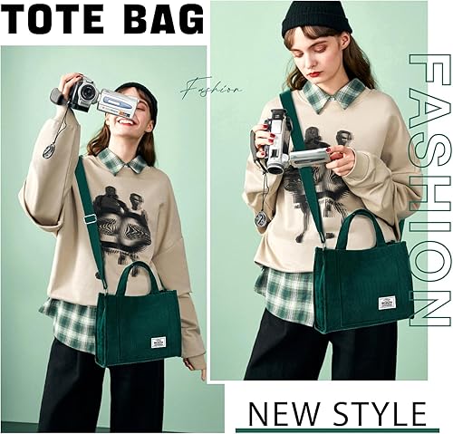 Miniatura 10 de Bolsa de pana para mujer, pequeña bolsa de mano, mini bolsa estética cruzada, bolso de mano - Trabajo y viajes de compras