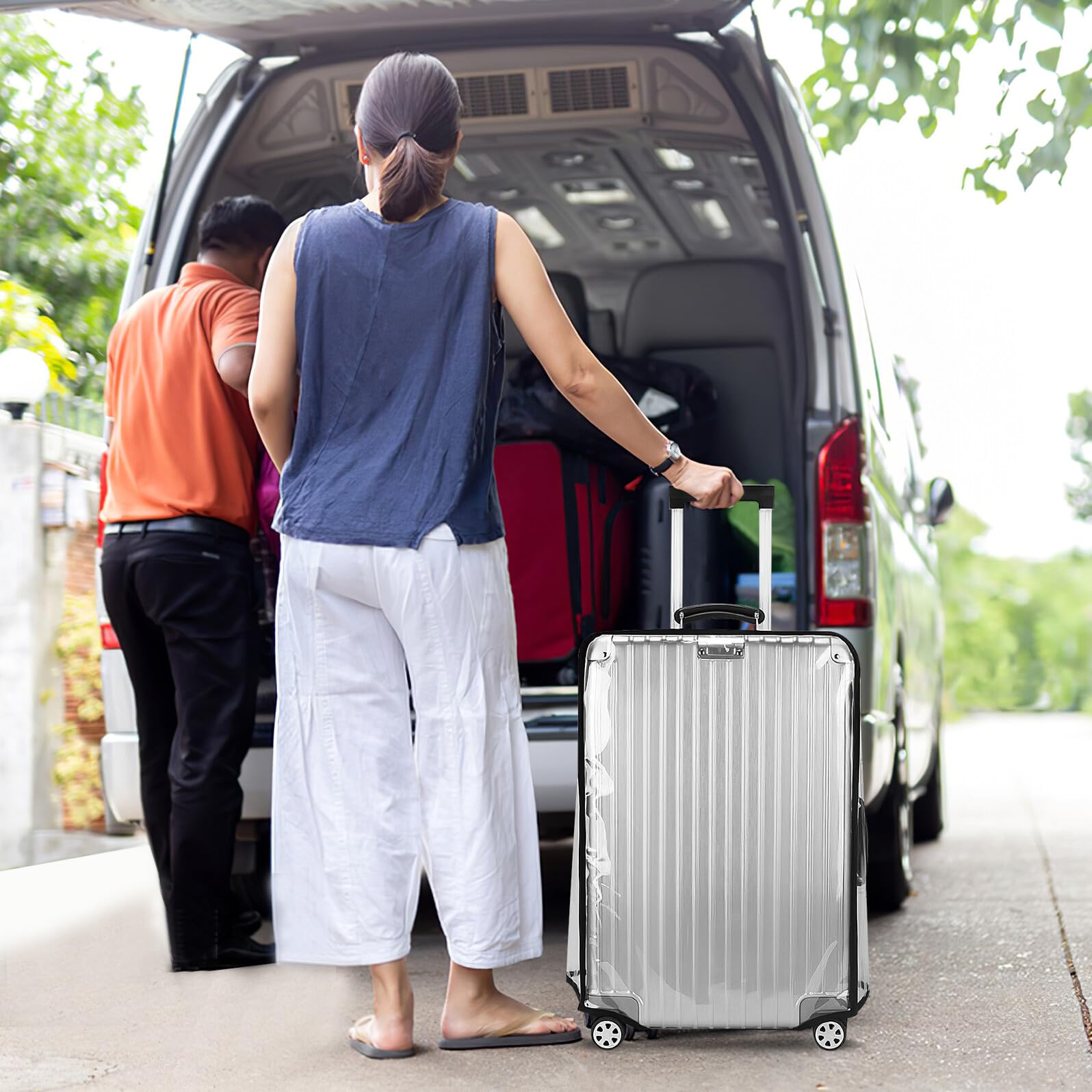 POPETPOP 2pezzi Copertura Protettiva Trasparente in Pvc per Valigia Coperture Impermeabili per Bagagli da Viaggio Protezione Contro Abrasioni