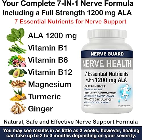 Miniatura 3 de Nerve Supplement to Fortify Nerves  Doctor Formulated  Made in The USA  ALA, Vitamins B12, B6 & B1, Magnesium  30 Capsules