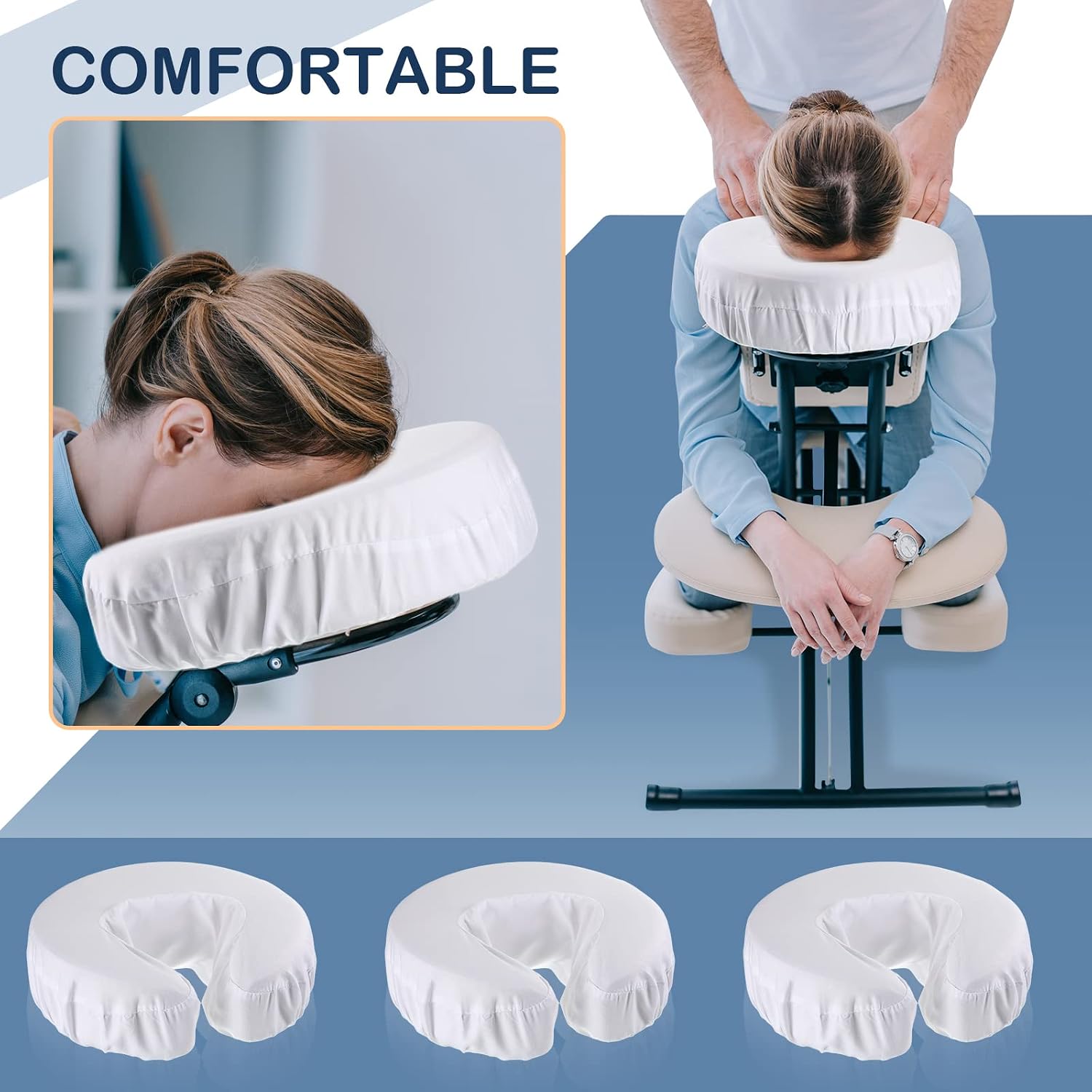 Macarrie 24 Pcs Face Cradle Covers for Massage Table Microfiber Reusable Soft Thicker Massage Table Headrest Covers Bulk Oil Proof Cradle Head Rest Sheets for Spa Beauty Salons(White)