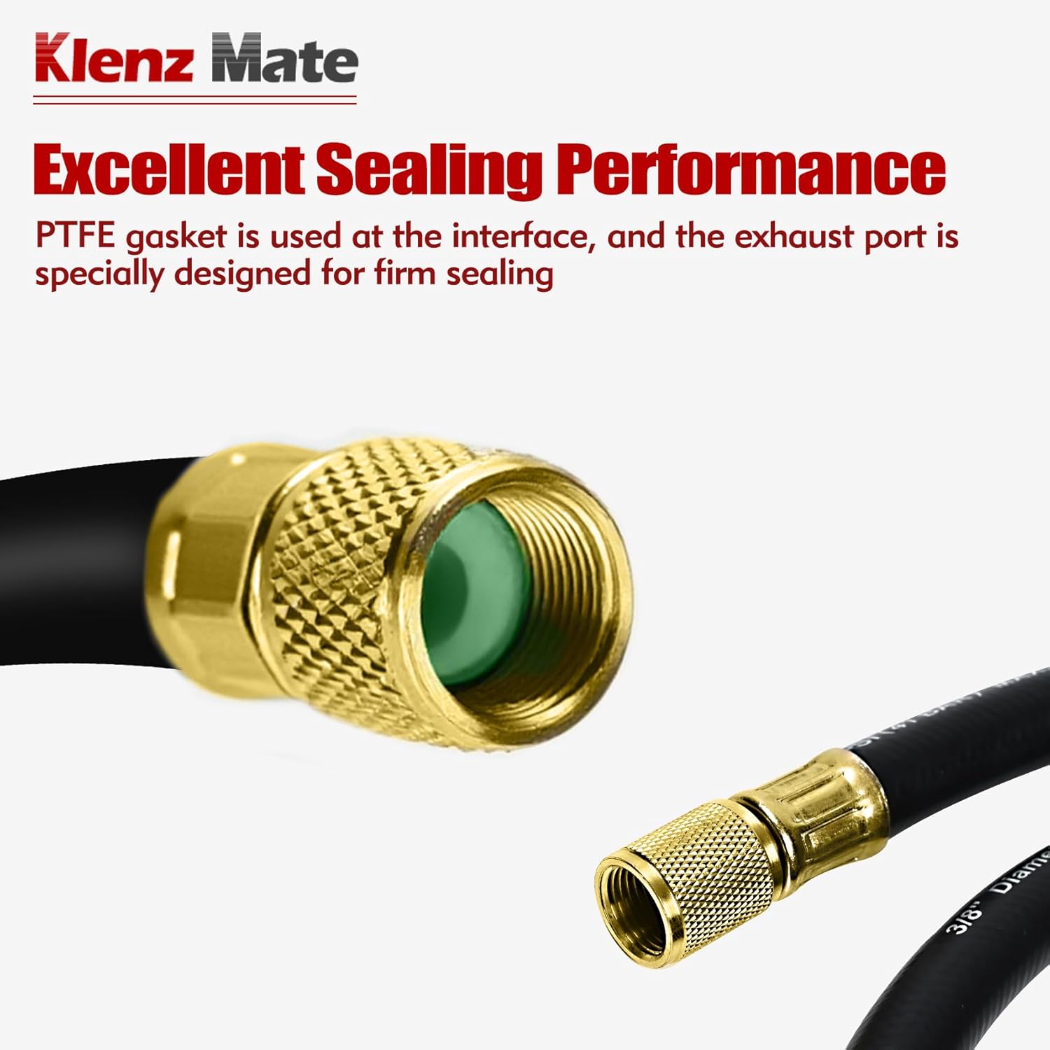 2026 Upgraded 3/8" HVAC Vacuum Hose,72“ Refrigerant Charging Hose, Standard 3/8"×3/8" Flare Fittings, Working Pressure: 800 (Psi), Burst Pressure: 4000 (Psi), Faster HVAC Evacuation and Recovery,Black