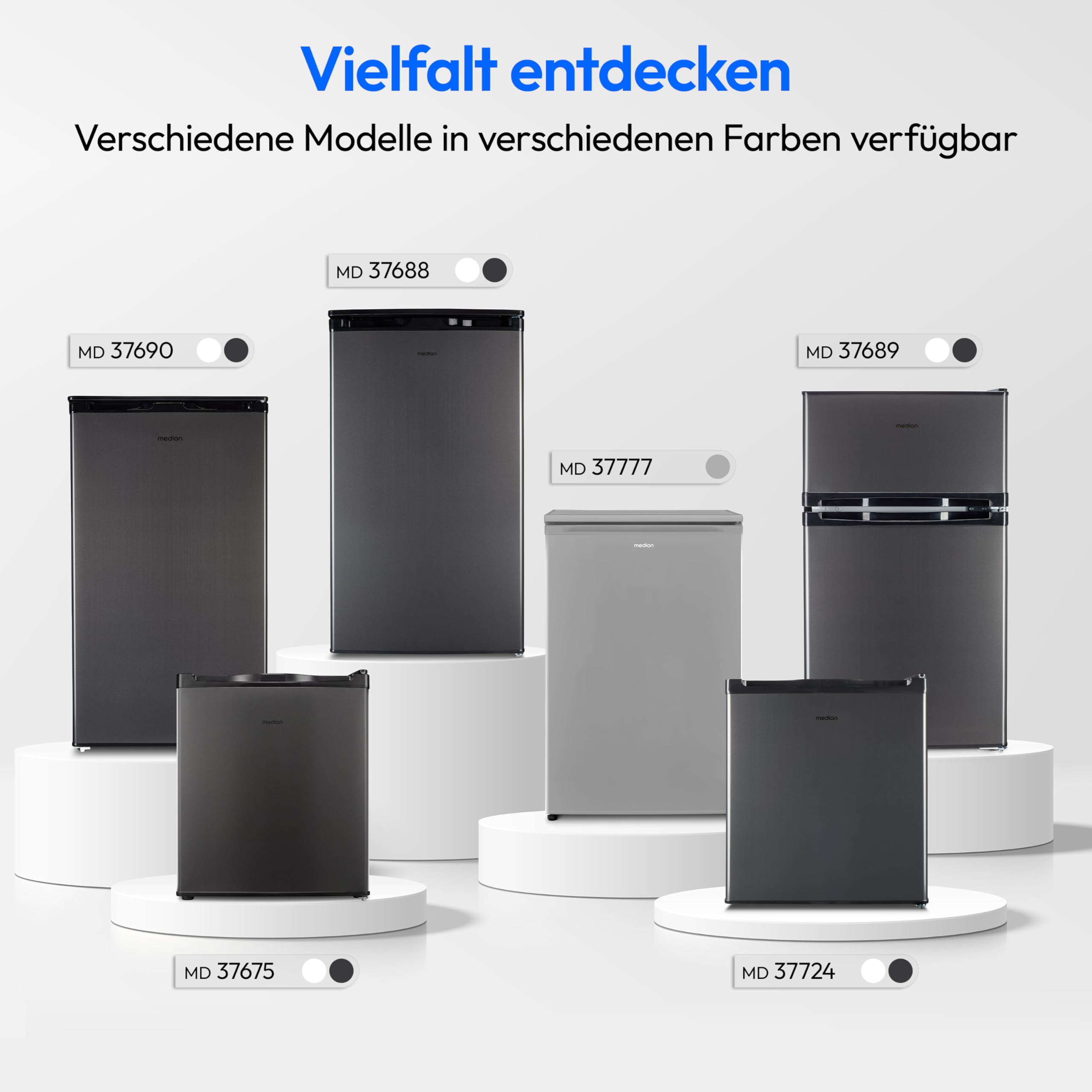 MEDION Kühlschrank mit Eiswürfelfach (90L Gesamt-Nutzinhalt 80L Kühlteil 10L Eiswürfelfach, transparente Gemüseschublade, freistehend, wechselbarer Türanschlag, höhenverstellbare Füße, MD37690)