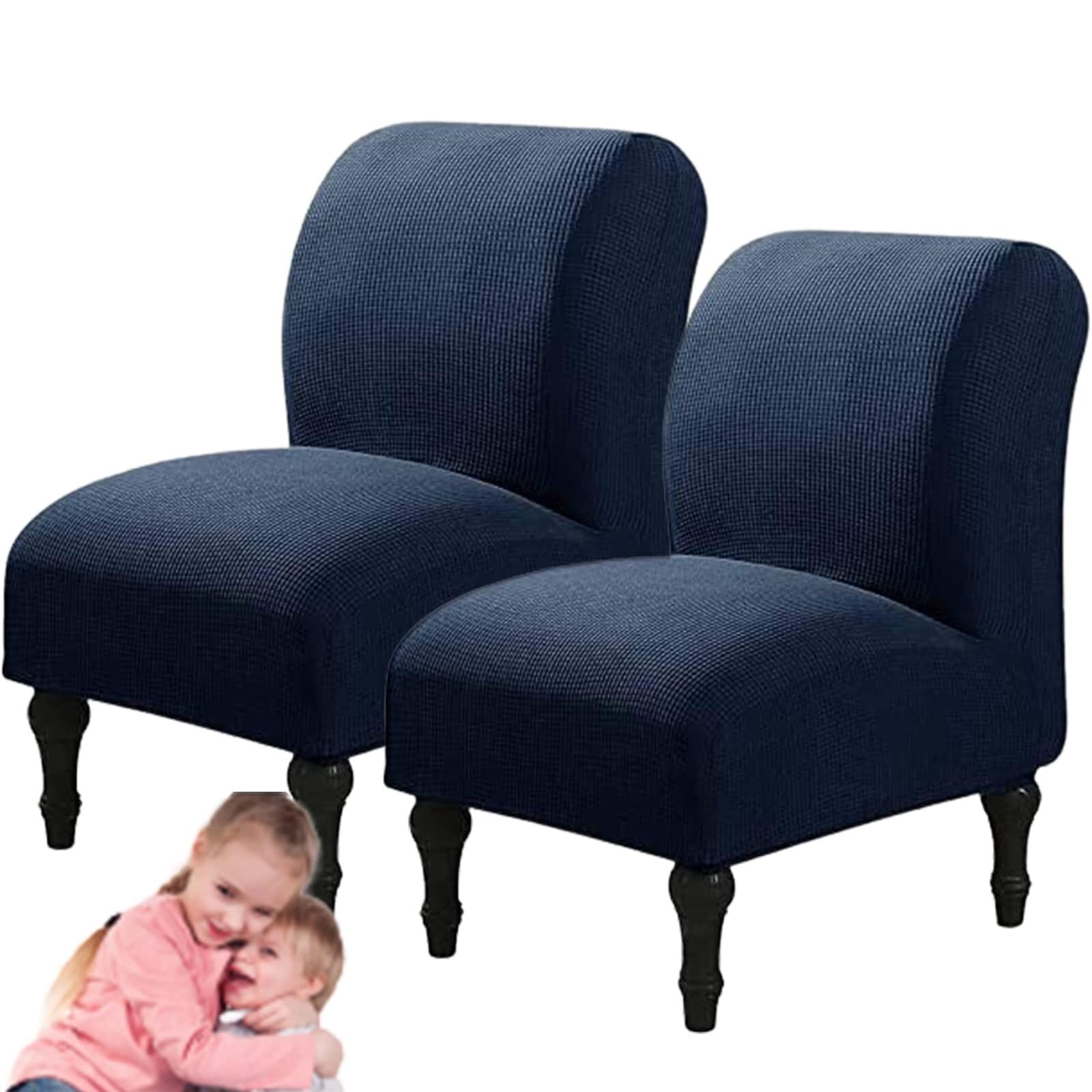NMVAWIPT Armless Accent Chair Covers, Polyester+Spandex Stretch Slipcover, Removable Furniture Protector, For Home Hotel(#90,2pcs)