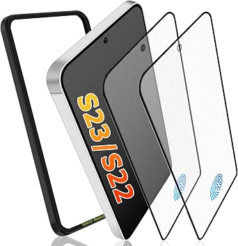 2 Pack Galaxy S22/S23 Matte Screen Protector,9H Tempered Glass,Anti-Glare,Anti-Scratch,Smooth and Responsive Absolute, No Bubbles,High Definition, Fingerprint Unlock, With Installation Frame