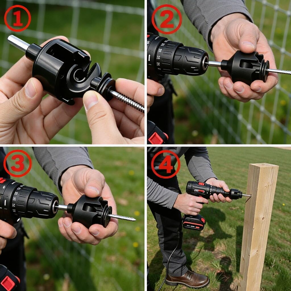 Aislador eléctrico de valla 80 piezas de tornillo con 1 herramienta de enchufe aislante, negro, PP/PE atornillado para poste de madera, se adapta a alambre de alta resistencia de calibre 8-30