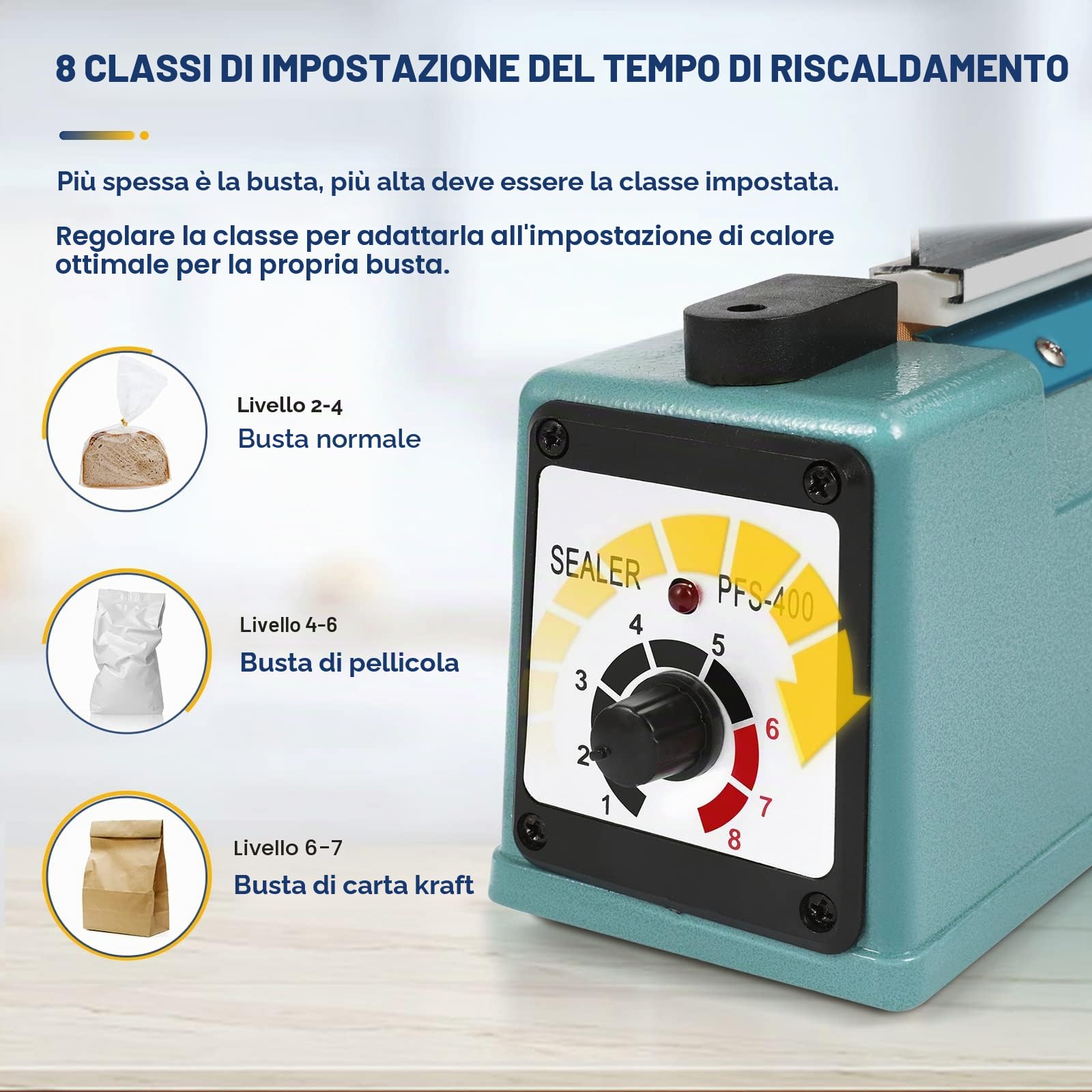 Hanchen Termosigillatrice 300mm/11.8inch Sigillatrice per sacchetti di plastica Impluse Heat Sealer 400W per Mylar Bag Kraft Paper Bag 220V