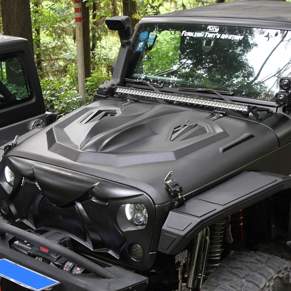 ZGAUTO The Cobra Style Heat Reduction Hood for Jeep Wrangler JK JKU Unlimited Rubicon 2007-2017 (Black)