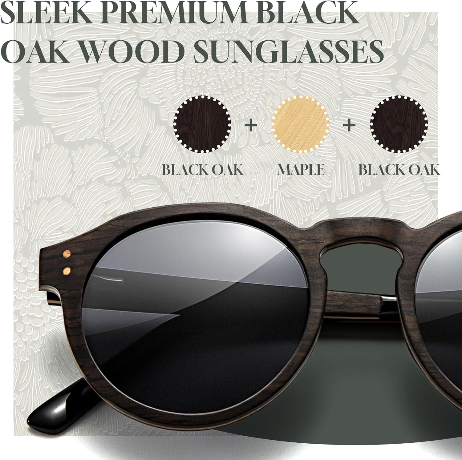 SUNGAIT Black Oak & Dark Ebony Wood Sunglasses Womens Polarized Round UV400 Protection Retro Vintage Gift-ready Case Included - Image 2