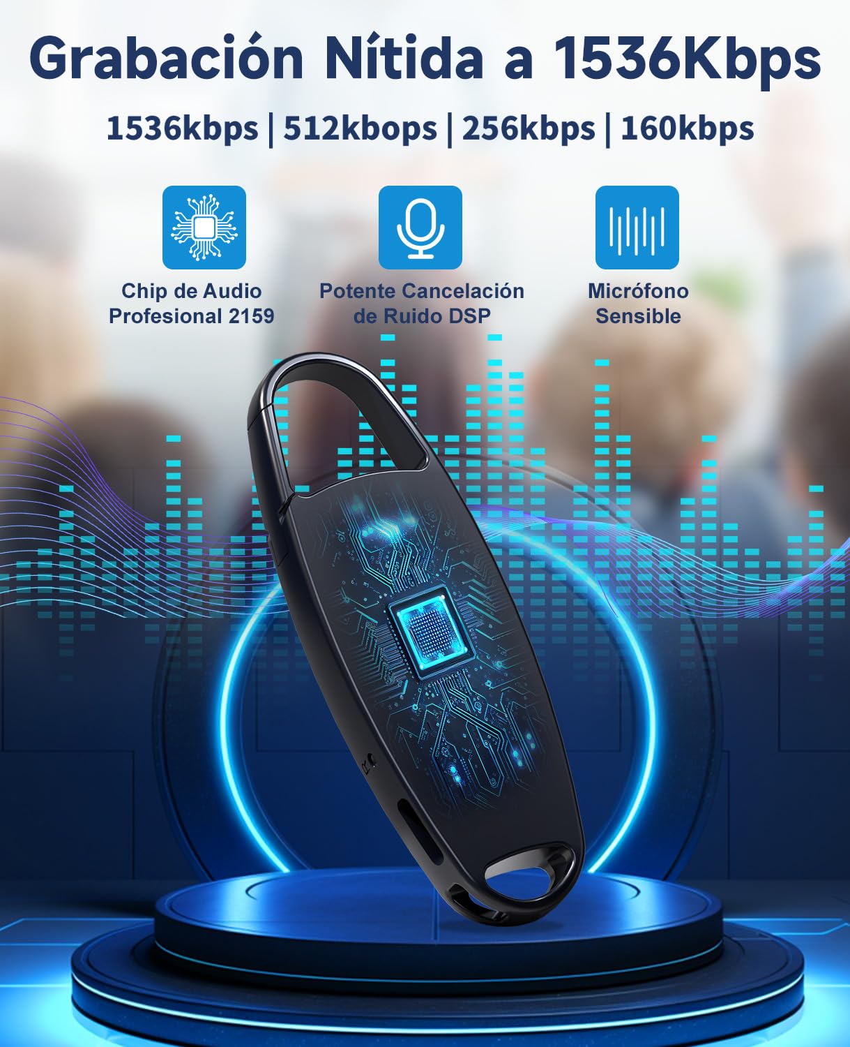 Grabadora de Voz, Vandlion HD Grabadora con Reducción de Ruido, USB C Mini 32GB Grabadora con 25 Horas de Grabación para Reuniones Entrevistas Conferencias Clase