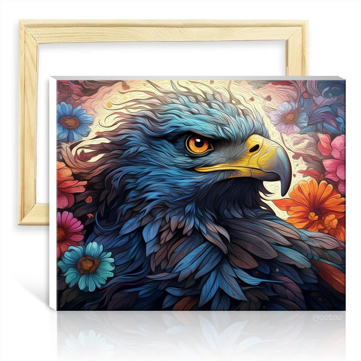TANGFEIY Paint by Number Eagle DIY Paint by Numbers with Brushes Acrylic Pigment Digital Painting Project for Home Decor Gifts DIY Frame(40x50cm)