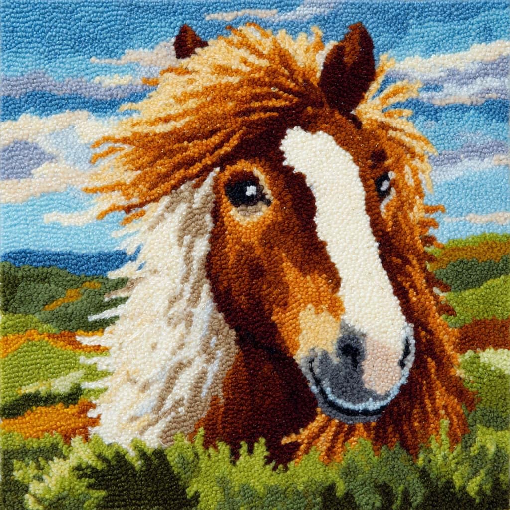 Henypt DIY Latch Hook Cushions Kits Horse