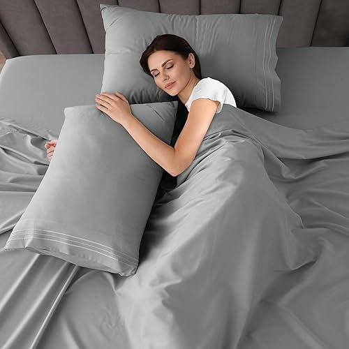 Miniatura 4 de Lux Decor Collection Sábanas de cama  6 piezas tamaño King  Sábanas de microfibra cepillada de 1800 hilos, sábanas y fundas de almohada de 16