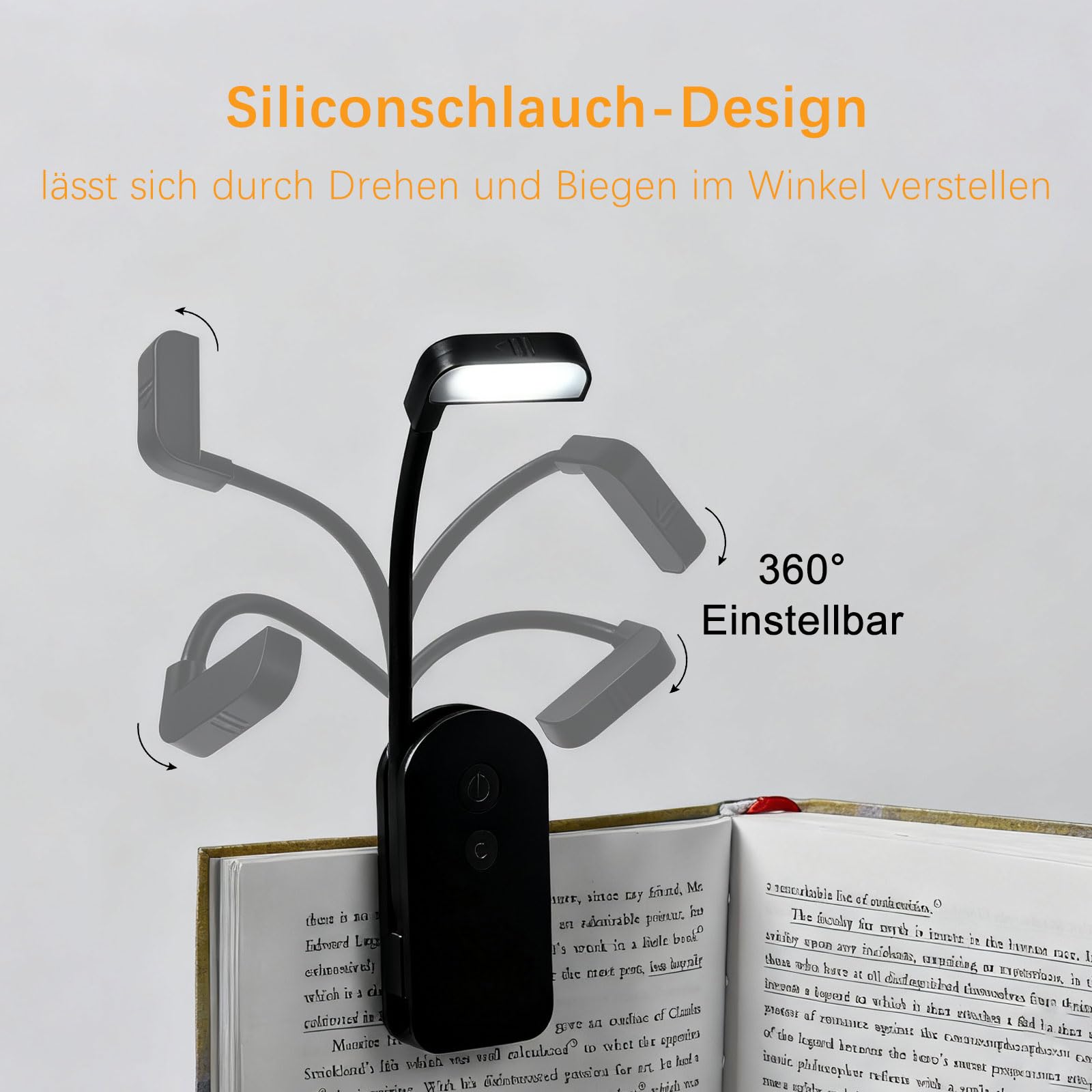 Lampe De Lecture Pince USB-C Rechargeable - 9 LEDs, 3 Températures De Couleur, Flexible à 360° - 7